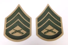 USMC Marine Corps Staff Sergeant SSGT E6 Chevrons Rank Patch set of 2 Khaki