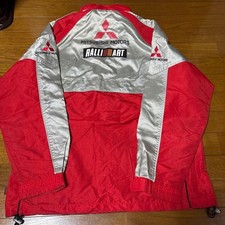 Giacca Mitsubishi Rally Art Vintage Nylon Uomo L Rosso/Argento
