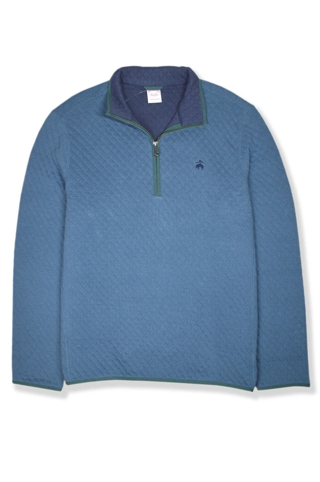 Свитер мужской Brooks Brothers бирюзовый темно-синий стеганый 1/4 Q-молния L большой BB-3217 - Изображение 2 из 2