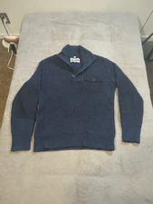 Schott Bros NYC Wool Blend Military Sweater Navy Blue Mock Neck Size Medium 