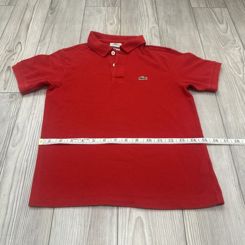 Lacoste Polo Shirt Red Short Sleeve Boys Polo Shirt (Size: YOUTH 10) READ DESC - Picture 6 of 8