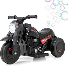 Kids Motorcycle, 6V Electric Ride on Car with Automatic Bubble Function, Foot Pe