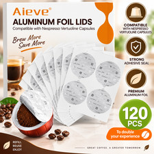 120pcs Aluminum Foil Seal Lids for Reusable Nespresso Vertuo Pods, Compatible wi