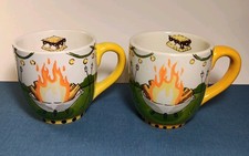Glory Haus Campfire S'mores Coffee Mugs Lot of 2 Cups Oversized 16oz Camping Fun