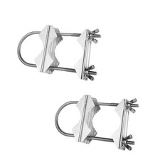 Double Antenna Mast Clamp Heavy Duty Pole to Pole Mounting Kit V Jaw Block wi...