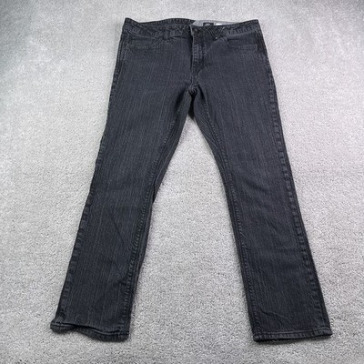 Volcom Mens Jeans 36x30 Black Vorta Slim Straight Stretch Denim Skater