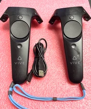2X HTC Vive Pro Virtual Reality VR Blue Wand 2.0 Controller / FUNCTIONAL