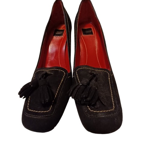 Coach Tasseled Heels Size 7B Black Modern Designer - Picture 2 of 8
