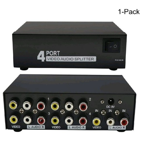 3 Fach Audio Video Umschalter Verteiler AV Splitter Adapter Mit 1x Cinchkabel