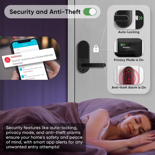 Cerradura de puerta electrónica con huella digital de entrada sin llave con código P... - Imagen 4 de 7