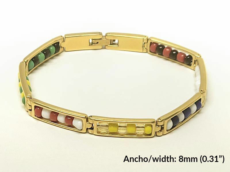 Bangle of las 7 Potencias in Stainless Steel with a real 14 k Gold Plating  8.5