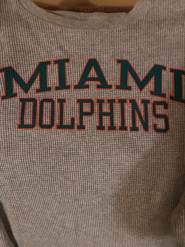 Reebok Miami Dolphins Youth 10-12. Gray Thermal Long Sleeve Shirt Good Condition - Picture 2 of 12
