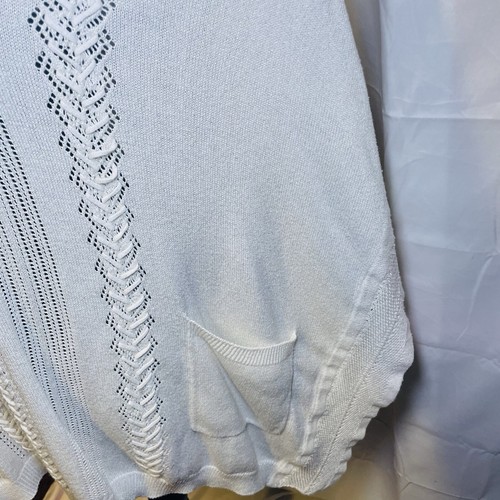 White House Black Market Turtleneck Poncho Sweater S-M Ivory Cream Shawl Sweater - Picture 6 of 14