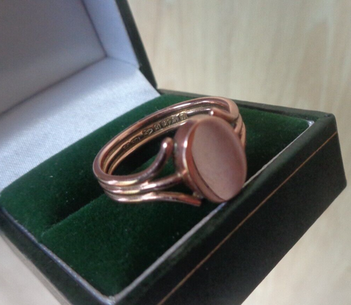 Oro Rosa Anello Sigillo 9ct Vittoriano Antico Marchio 1885 Chester Taglia V - Foto 3 di 6
