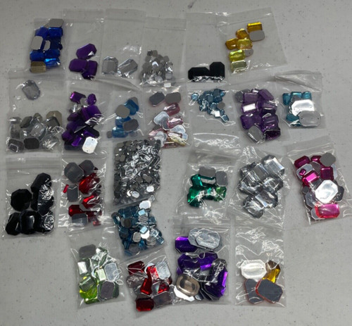 NICE LOT OF LOOSE FLAT BACK OCTAGON SHAPED GEMSTONES! DIFFERENT SIZES & COLORS