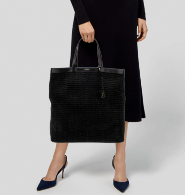トートバッグ Saint Laurent Borsa Shopping In Rafia Saint Laurent YSL Logo Large Patti Raffia Leather Shopper
