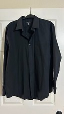 George Men's Shirt Size XL Black Classic Fit Long Sleeve Collar Button Up Shirt