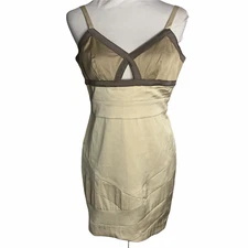 Romeo & Juliet Bandage Bodycon Mini Dress S Cream Sweetheart Adjustable Strap 