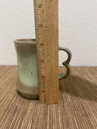 Vintage Frankoma Pottery C9 TRIGGER HANDLE Prairie Green Coffee Cup Mug - Picture 7 of 7