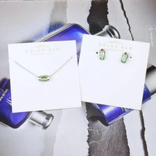 CLEARANCE Kendra Scott Ever Betty Purple Gray Dichroic Necklace Earring SLV SET