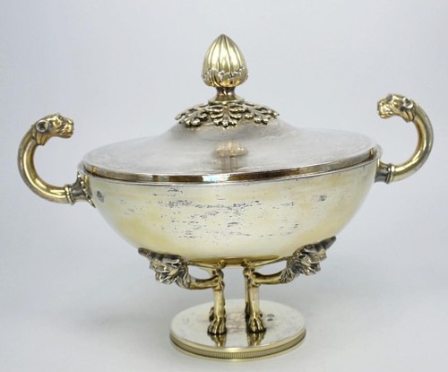 Antique NAPOLEONIC FRENCH EMPIRE 950 Silver P-J-B HUGUET Lion Griffin BOWL c1805 - Picture 7 of 24