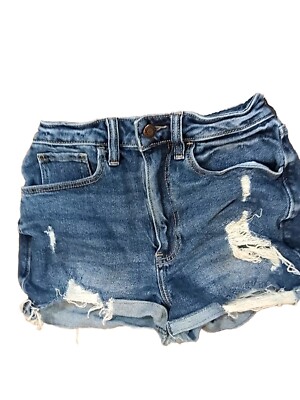Hollister Women's Shorts Blue Jean Distressed Booty Cut Off Shorts