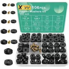 106 PCS Faucet Washer Assortment Kit with Assorted Flat and Beveled Rubber Washe