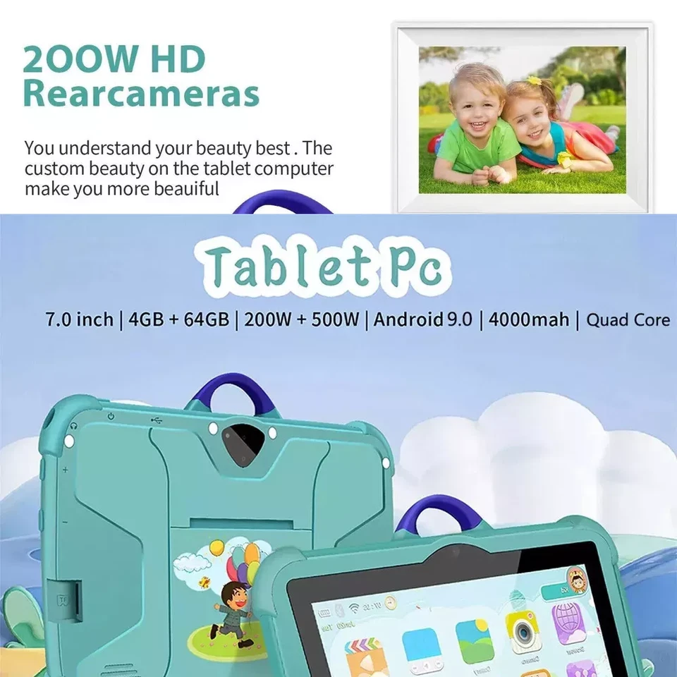Cartoon Pattern Kids Tablet 7" Quad Core 4GB RAM 64GB ROM Android Learning 5G UK - Image 3 of 4