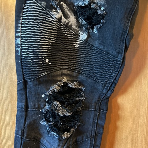 KDNK NEUF AVEC ÉTIQUETTE FUNKY UNISEXE homme JEANS DENIM stretch noir vieilli 32 80 $ amusant ! - Photo 6/9