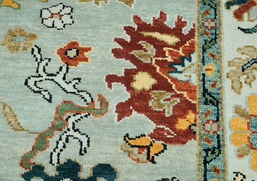 LoomBloom 8'x10' Mint Hand Knotted Arts & Crafts Oushak Wool Oriental Area Rug - Picture 4 of 9