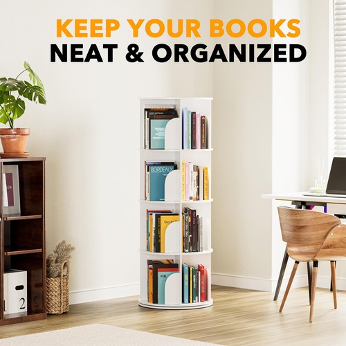 SpaceAid 4 Tier Rotating Bookshelf Tower Spinning Bookcase Lazy Susan Revolvi... - Picture 6 of 7