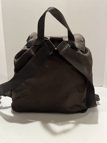 Prada Tessuto Buckle Drawstring Flap Nylon Backpack Brown Made In Italy W Card - Picture 11 of 23