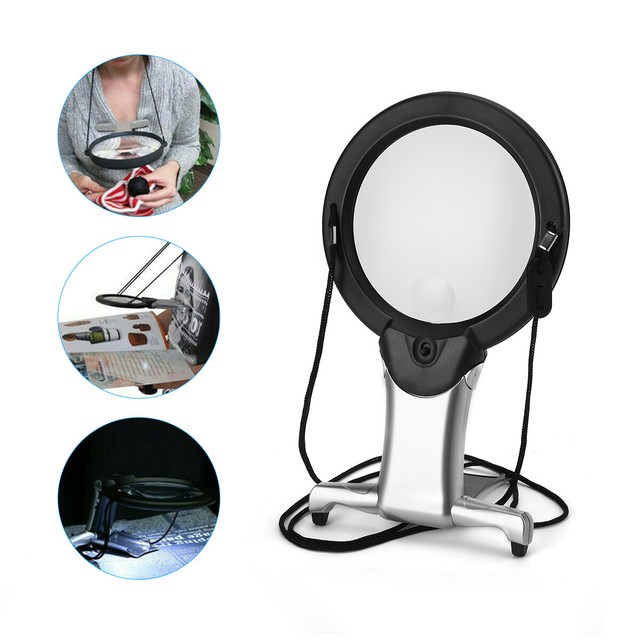 6x Large Magnifying Glass With Light LED Lamp Giant Magnifier Reading