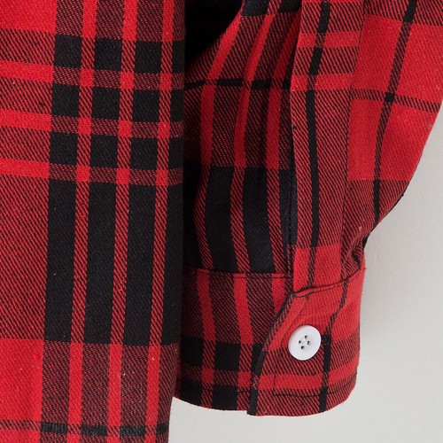 Men Check Plaid Hooded Shirt Jacket Long Sleeve Loose Tops Coat Blouse Punk - Picture 12 of 14