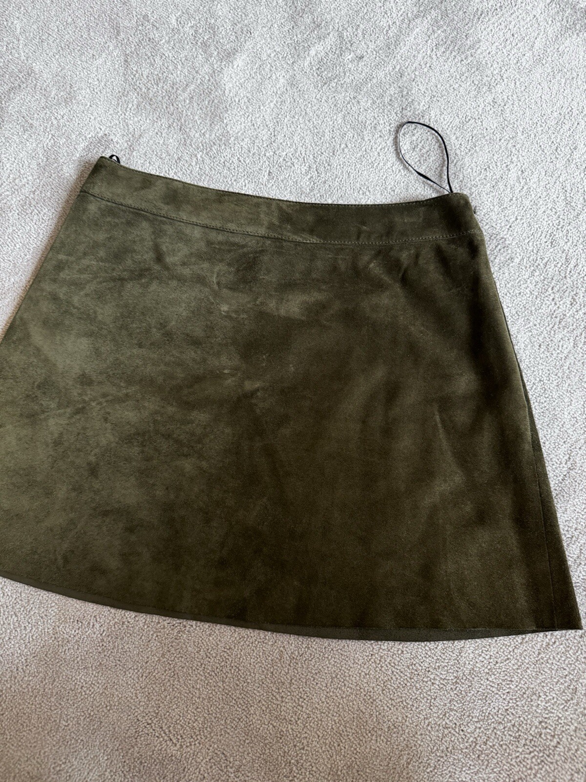 Saint Laurent minigonna camoscio kaki taglia F36 UK 8