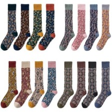 4 Pack Retro Striped Long Women's Tube Knee Socks Colllege Wind Mid Stockings