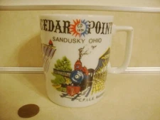 Vtg Cedar Point Amusement Park Souvenir Cup/Mug OLD LOGO Blue Streak Sky Slide!