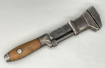 Vintage großer perfekter Muster Holzgriff verstellbarer Schraubenschlüssel Schlüssel Stilson USA
