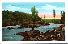 c1915 Horse Race Falls, Iron Mountain, MI, very nice antique card, unposted