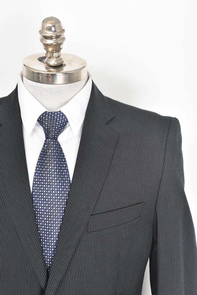 NWT VERSACE COLLECTION Black Striped Slim Wool Suit 38 R (EU 48) Drop 4 Fits 36 - Image 4 of 4