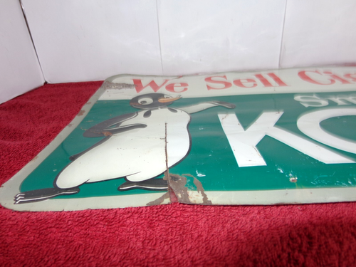 25x12in VINTAGE KOOL CIGARETTES ADVERTISING SIGN EMBOSSED TIN METAL TACKER -C64 - Picture 6 of 13