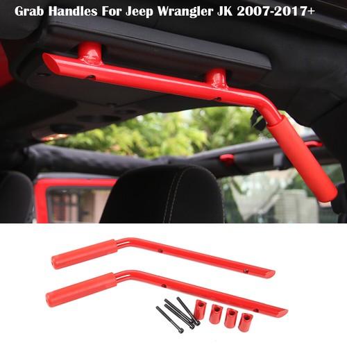 Rear Top Grab Handles Bar Roll Grip Red for Jeep Wrangler JK JKU 2007