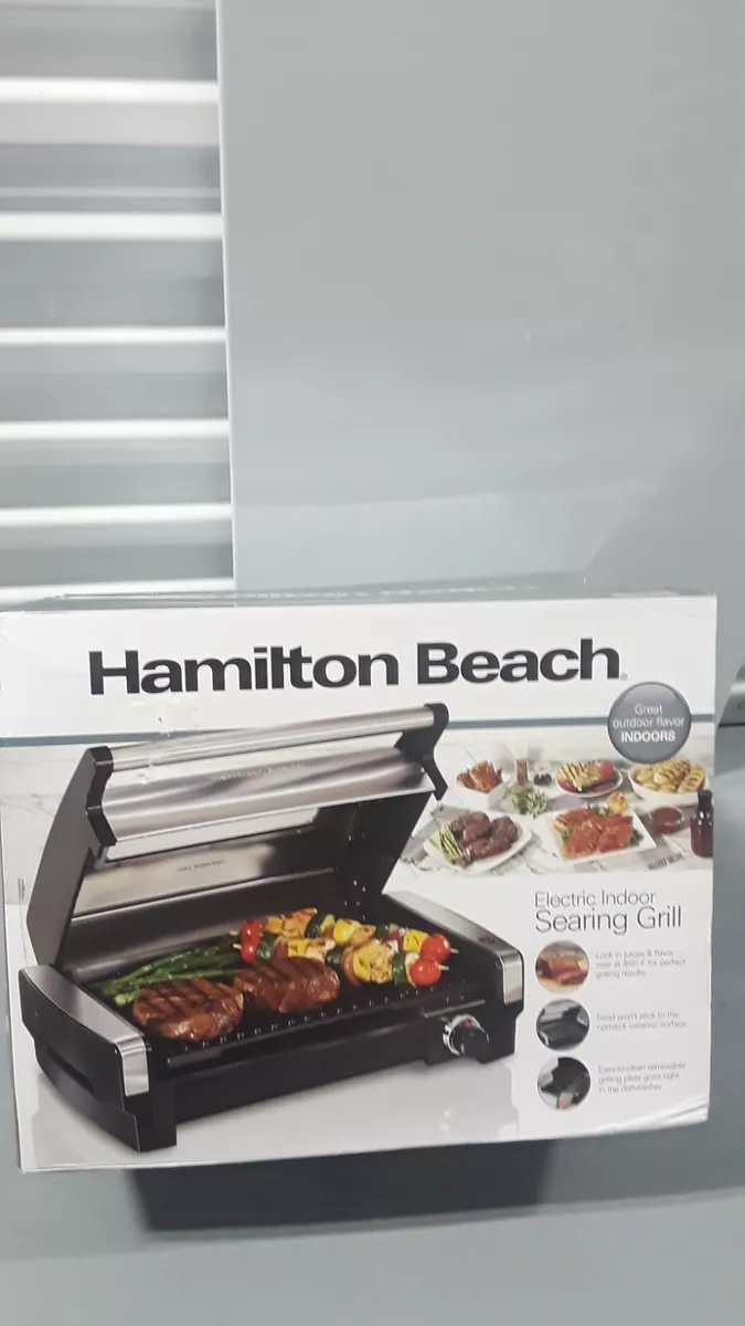 Hamilton Beach Electric Indoor Searing Grill w/ Removable Nonstick Ceramic  Plate