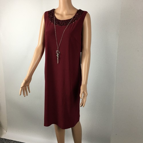 Abito midi formale R&M Richards donna taglia 12 pizzo metallizzato rosso Murlot 2 pezzi NUOVO! - Foto 7 di 23
