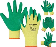 24 PAIRS LATEX COATED RUBBER SAFETY WORK GLOVES GREEN MENS BUILDERS GARDENING