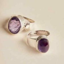 Solid 925 Sterling Silver Amethyst Ring Gemstone Jewlry Gift For Her A 38