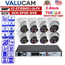 VALUCAM 8CH 8POE CCTV System 8MP 4K TiOC2.0 Sound and Light Alarm IP Camera lot