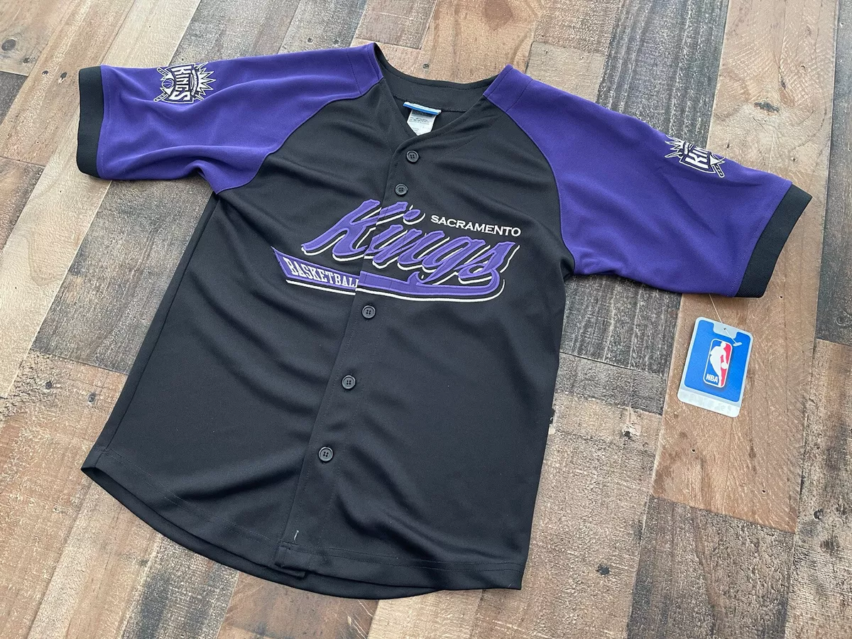 SACRAMENTO KINGS Starter Baseball Jersey PURPLE & BLACK w sewn Logos SMALL