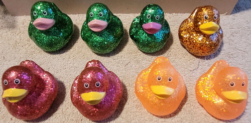 8 Glitter Rubber Ducks (nice shape) - Zdjęcie 1 z 2