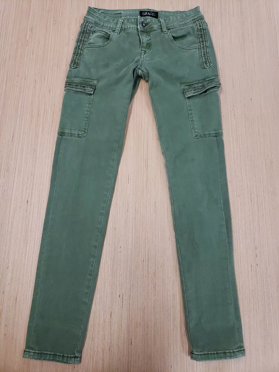 Green moto store jeans